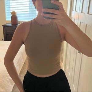 Free People Tan Racerback Cropped Tank Top